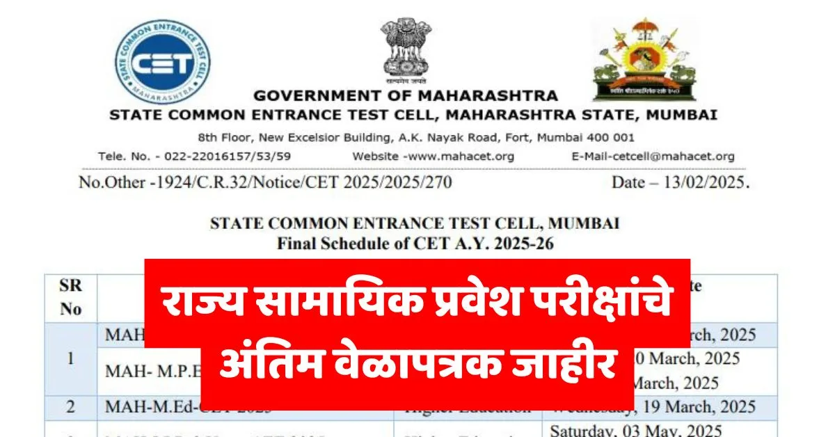 CET Cell Schedule 2025-26