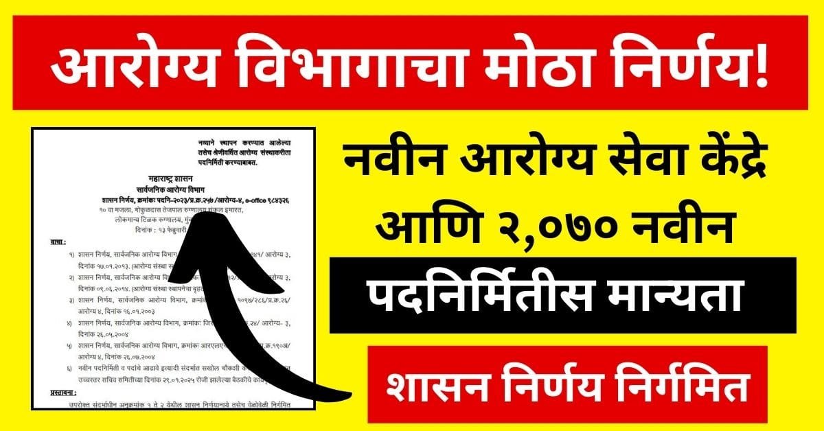 Maharashtra New Healthcare Centers Recruitment GR 2025