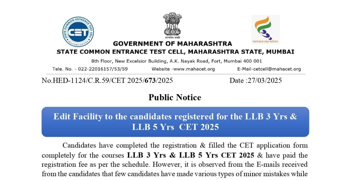 Llb Cet 2025 Form Correction Final Date
