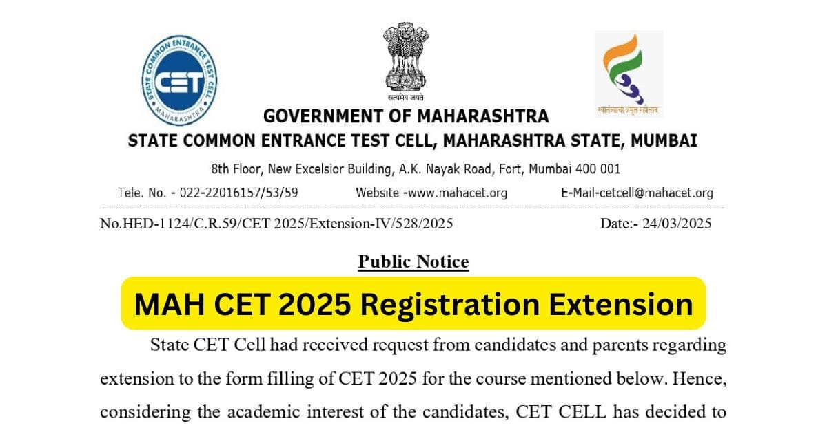 MAH CET 2025 Registration Extension