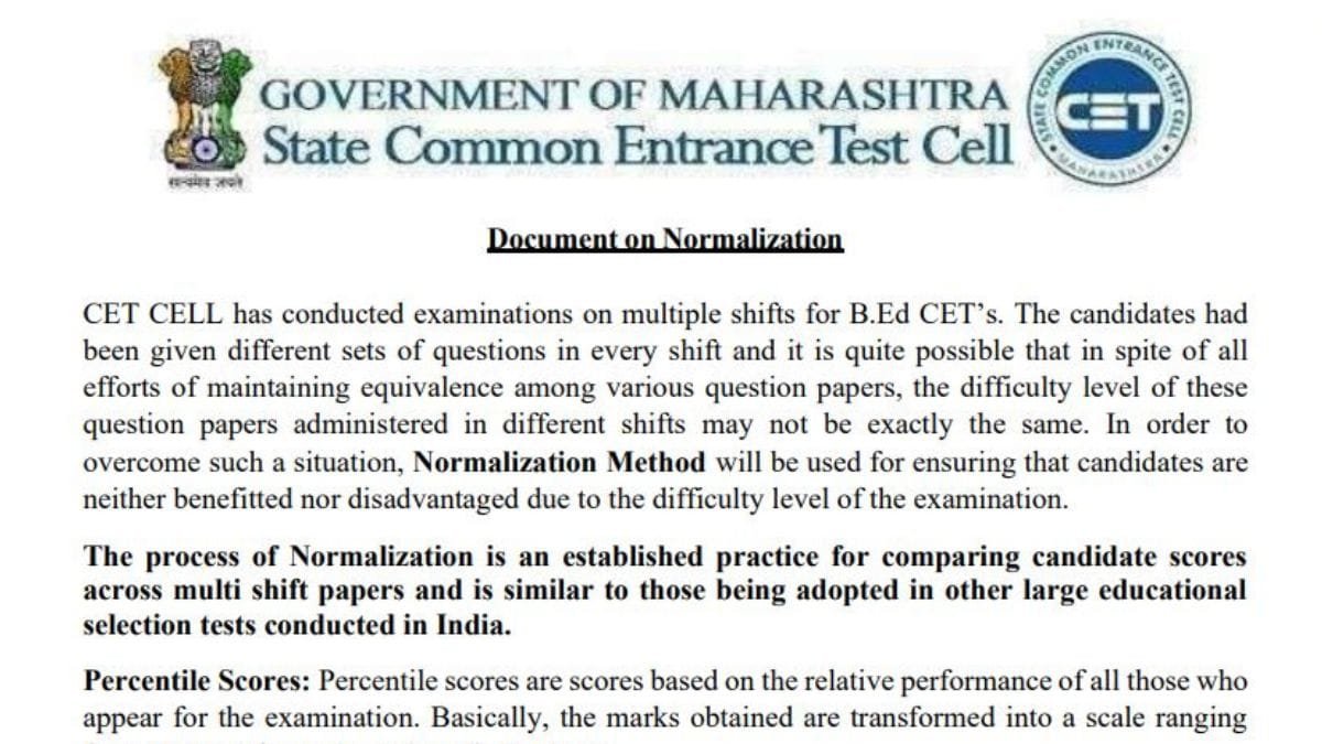 CET 2025 BEd Normalization