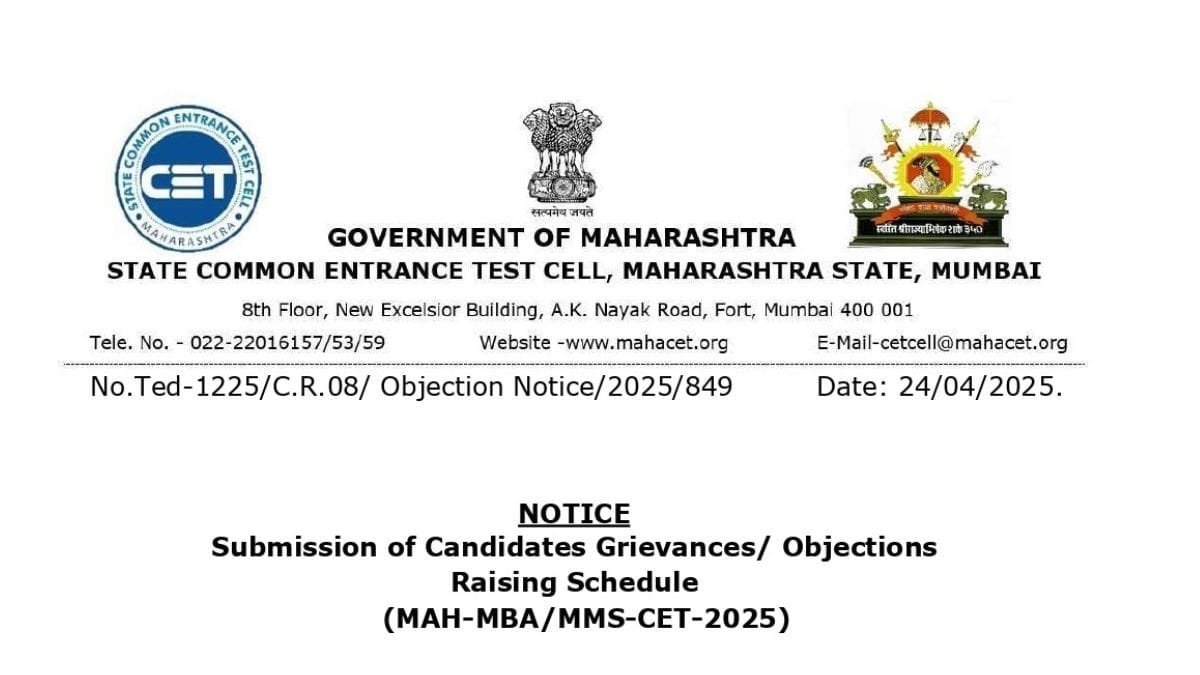 MAH MBA MMS CET Notice 2025