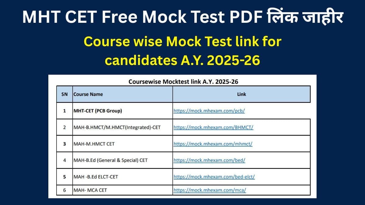 MHT CET Free Mock Test PDF