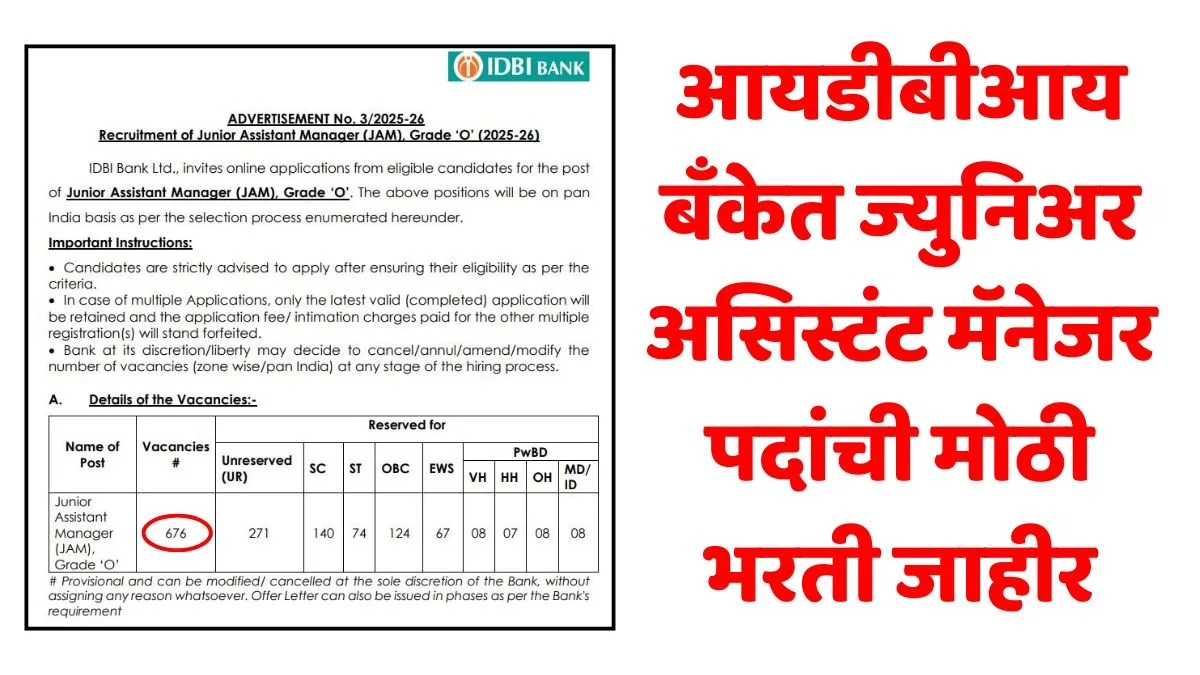 IDBI Bank JAM Recruitment 2025