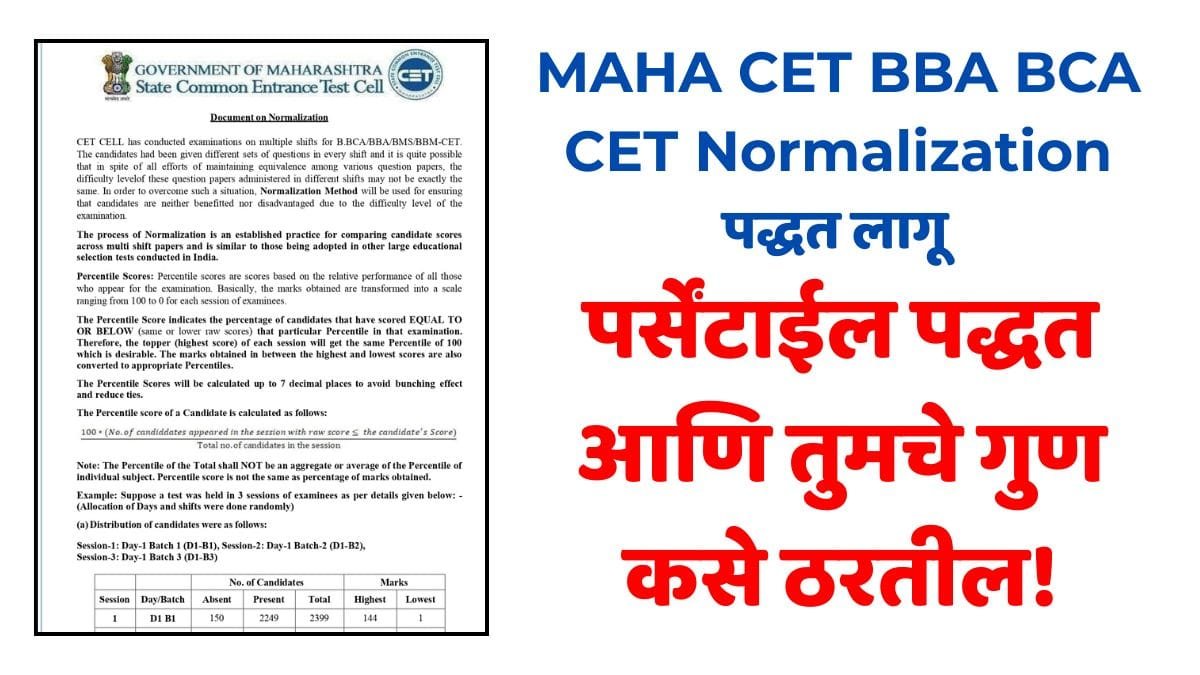 MAHA CET BBA BCA CET Normalization