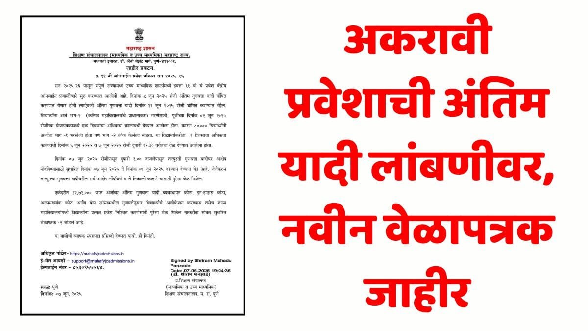 11th Admission Merit List New Date 2025