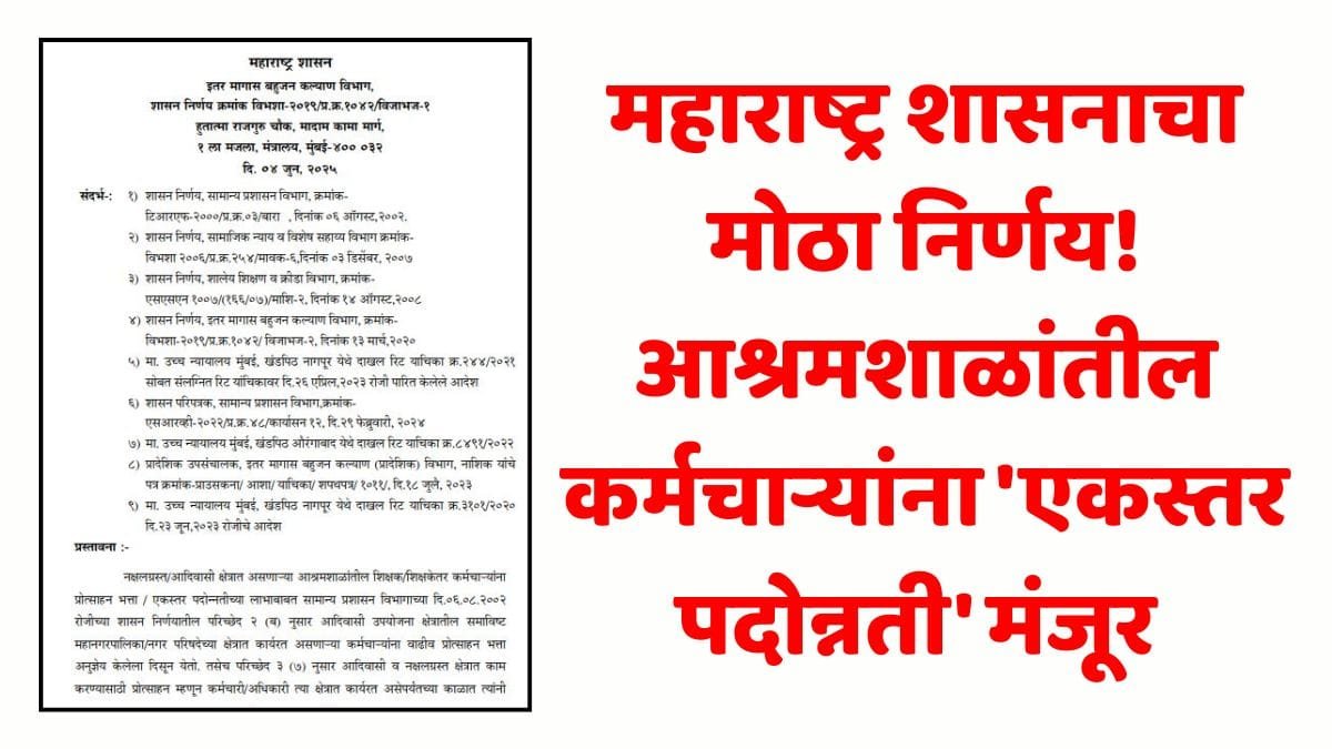 Ashram Shala Teachers Promotion GR