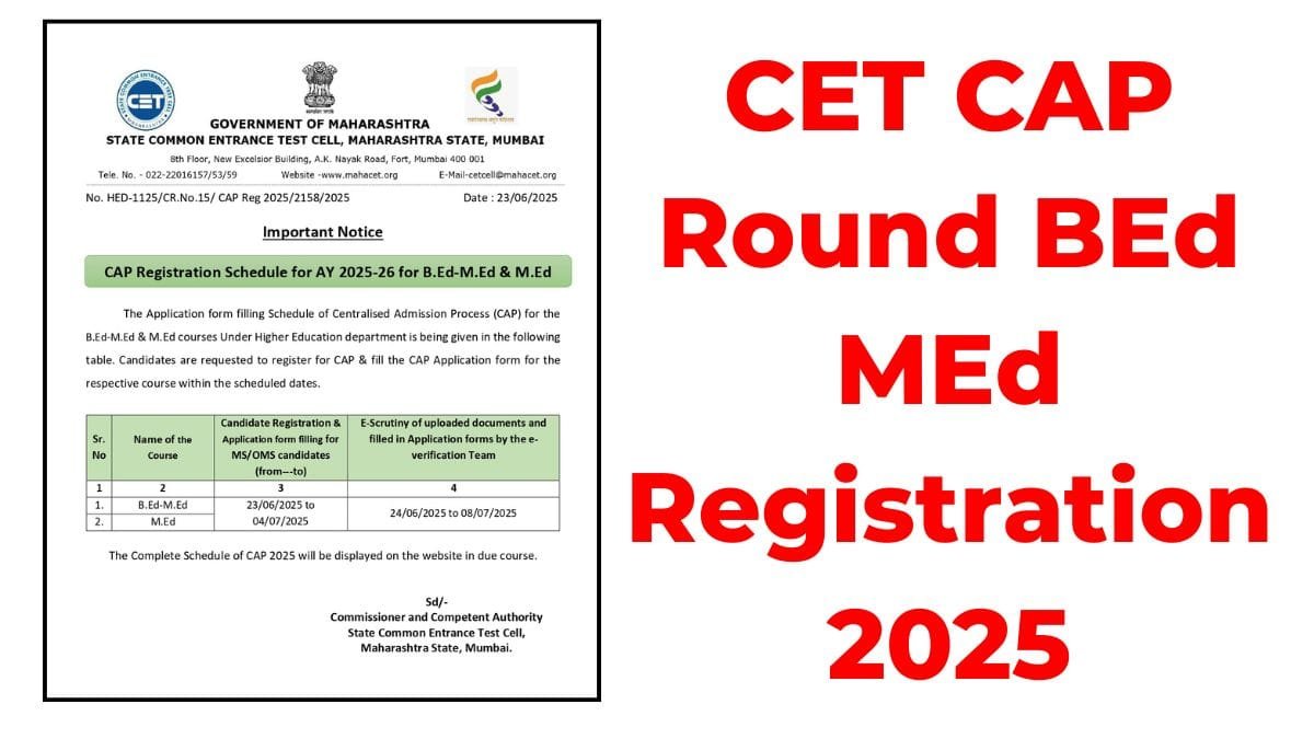 CET CAP Round BEd MEd Registration 2025