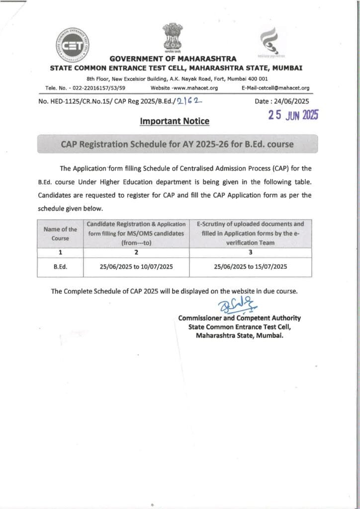 CET Cell Bed Cap Registration 2025