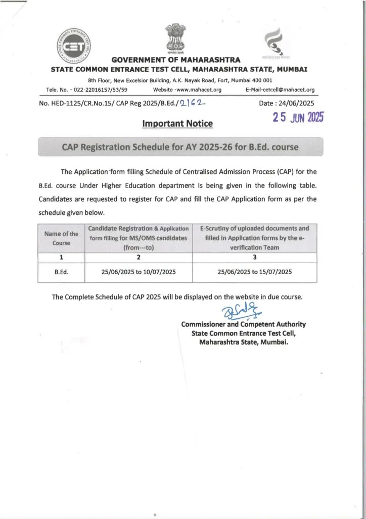 CET Cell Bed Cap Registration 2025