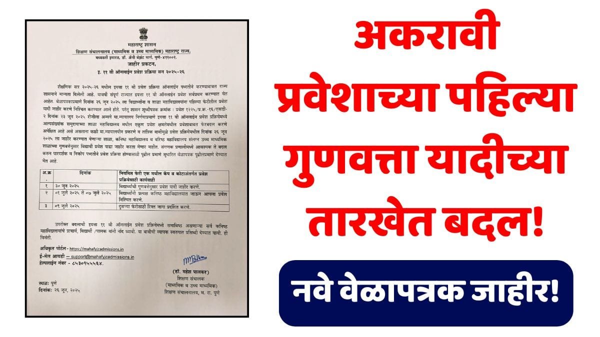 FYJC First Merit List Date