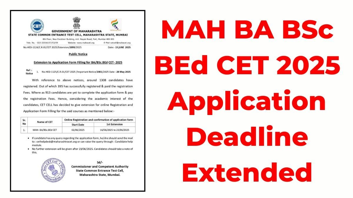 MAH BA BSc BEd CET 2025 Application Deadline Extended
