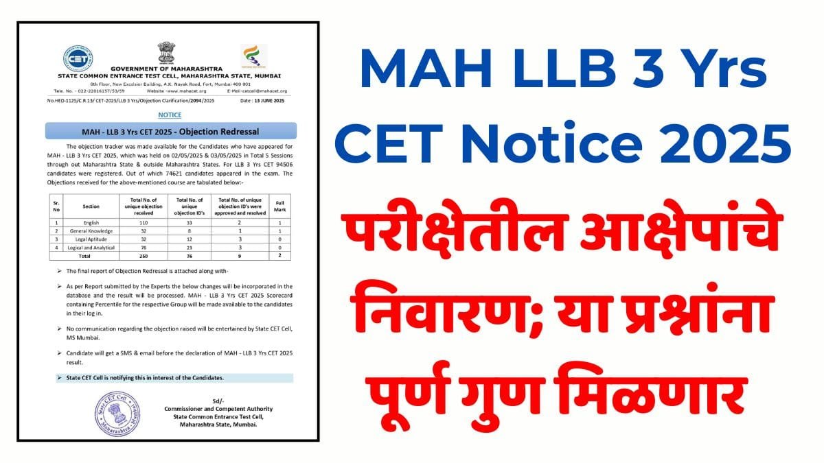 MAH LLB 3 Yrs CET Notice 2025