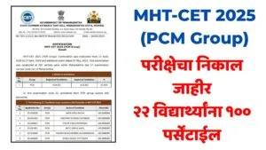 MHT CET PCM Group Result 2025