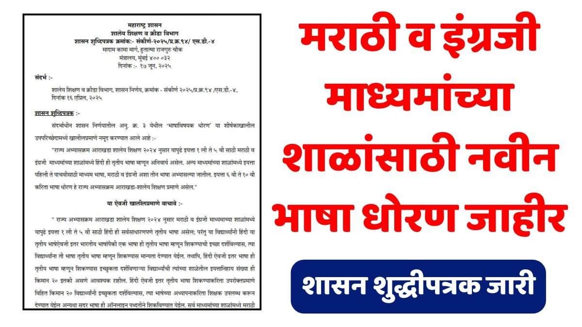 Maha School Hindi Language Policy Update 2025