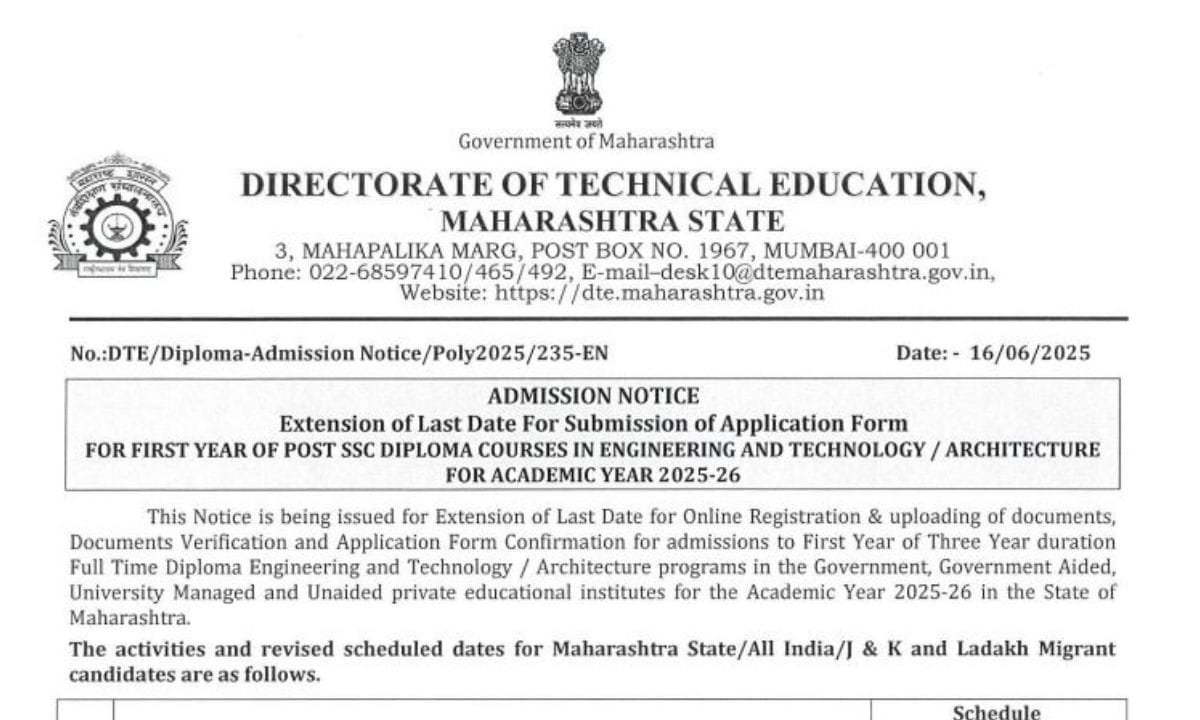 Polytechnic Admission Application Deadline Extended 2025