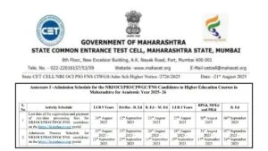 CET CELL Higher Education New Time Table