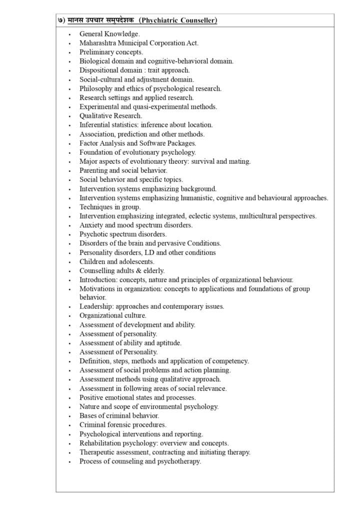 KDMC Recruitment Syllabus