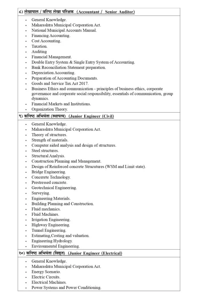 KDMC Recruitment Syllabus