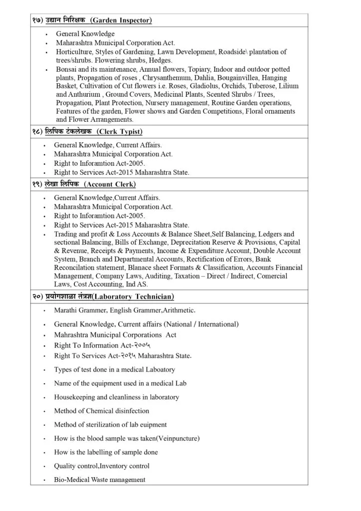 KDMC Recruitment Syllabus