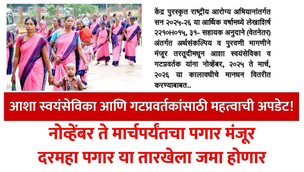 Asha Worker Salary nov 2025 to march 2026