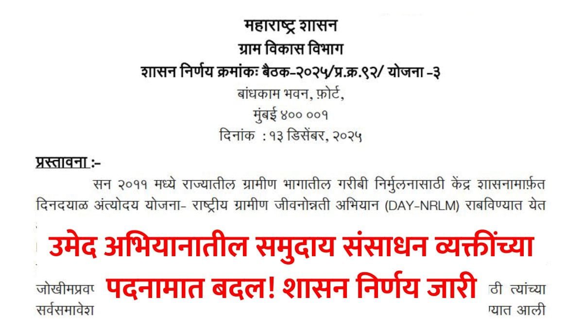 NRLM Umed Community Resource Person new Designation