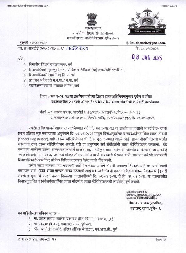 RTE School Registration Letter