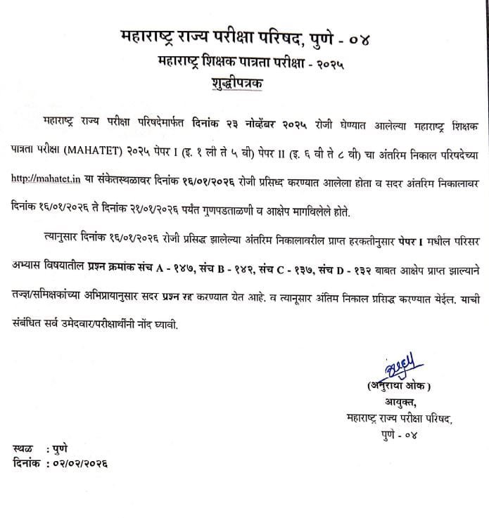 Maha TET Result 2026 Notice