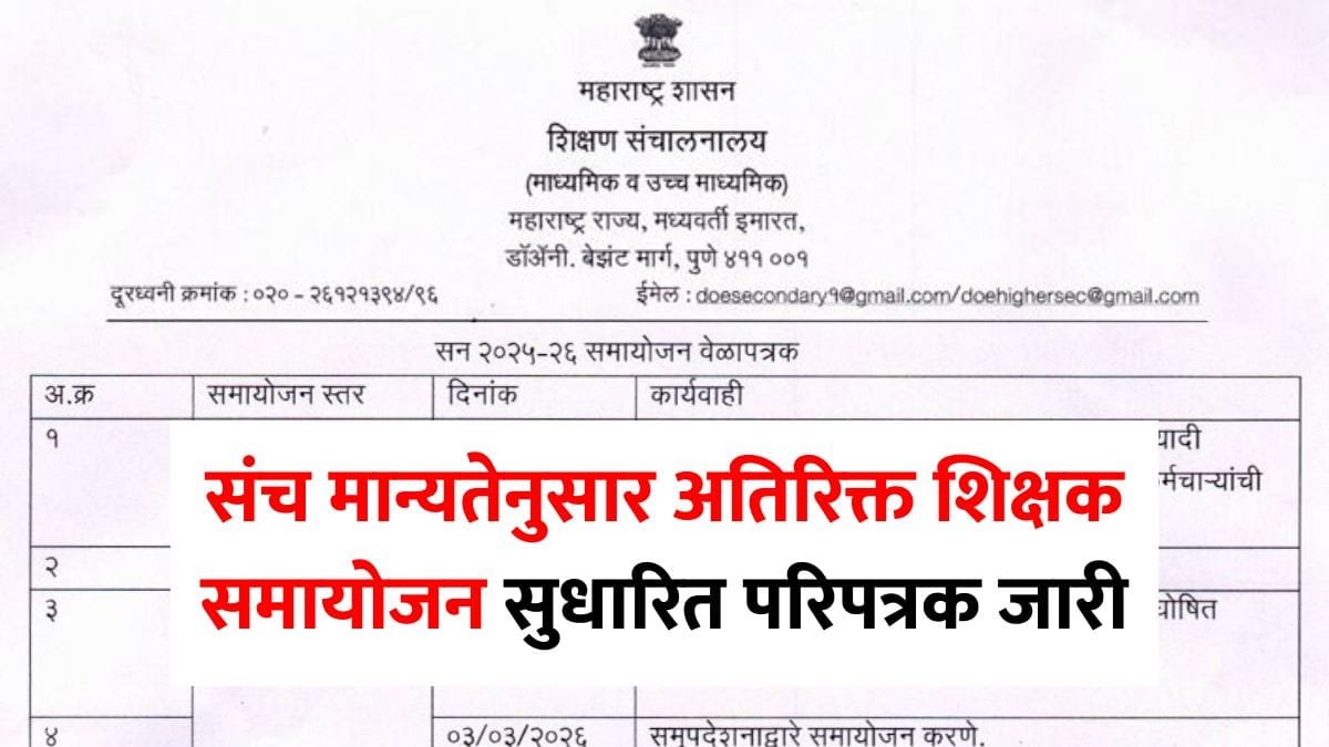 Sanch Manyata Atirikt Shikshak Samayojan 2025-26