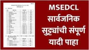 MSEDCL Holiday List 2026 pdf Download
