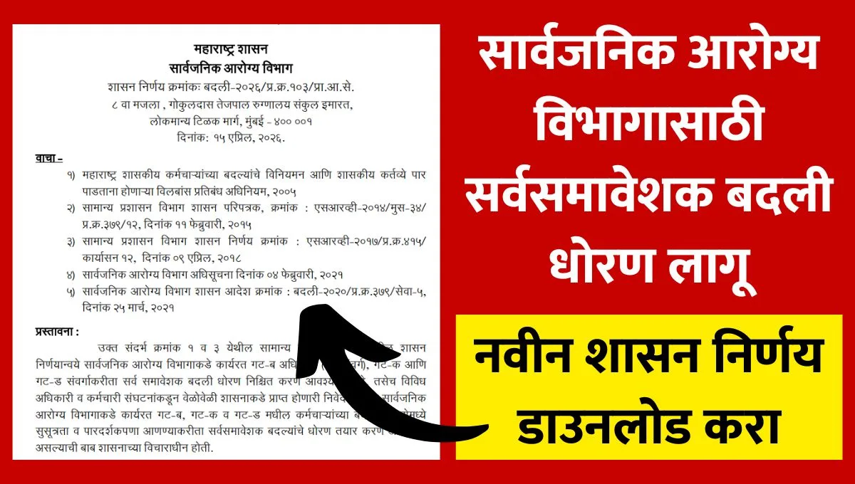 Arogya Vibhag Badli Dhoran 2026