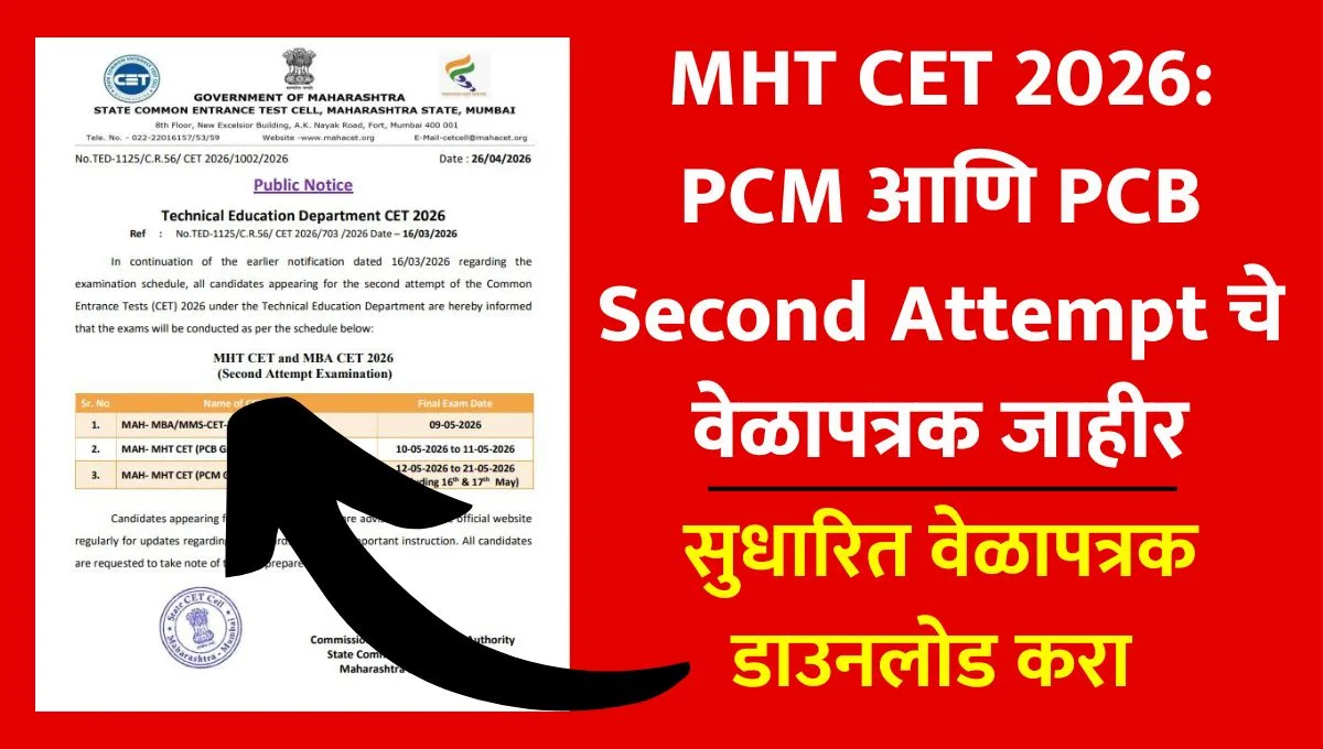 MHT CET Second Attempt Examination 2026