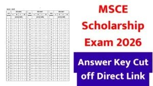 MSCE Scholarship Exam 2026 Answer Key Cut off Direct Link
