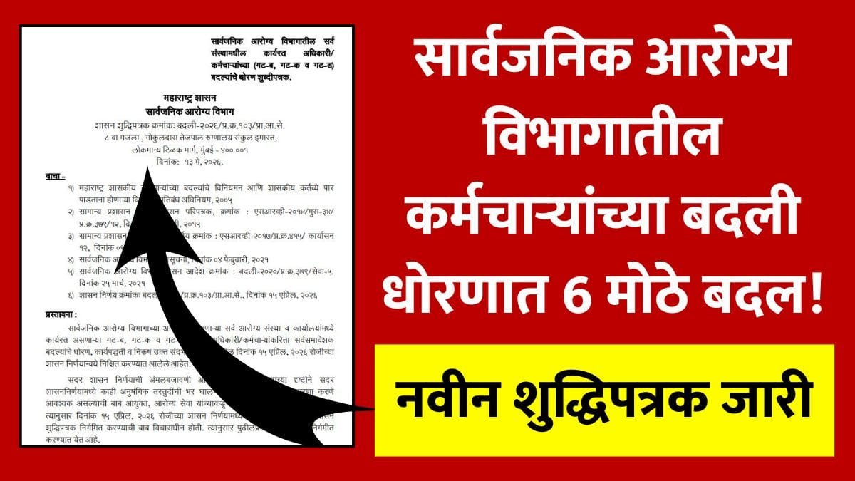 Arogya Vibhag Badli New Policy GR 2026