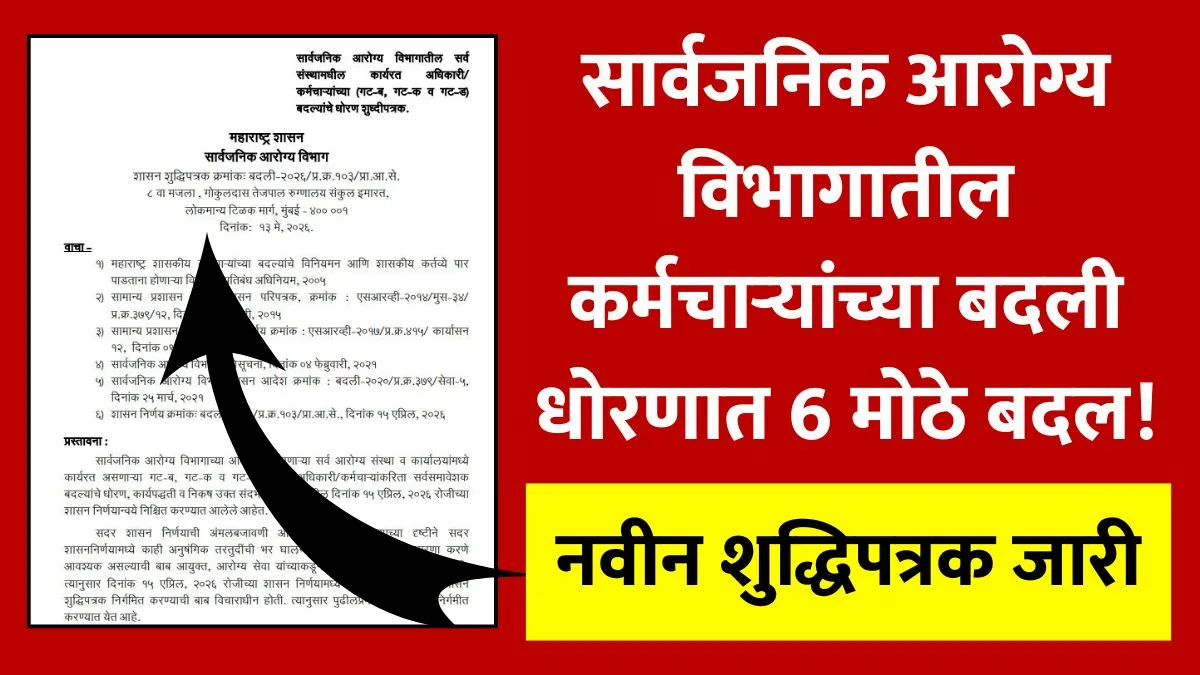 Arogya Vibhag Badli New Policy GR 2026