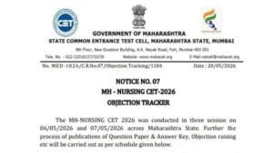 MH NURSING CET 2026 OBJECTION TRACKER Notice cet cell