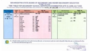 SSC HSC Jun July Time Table PDF Download