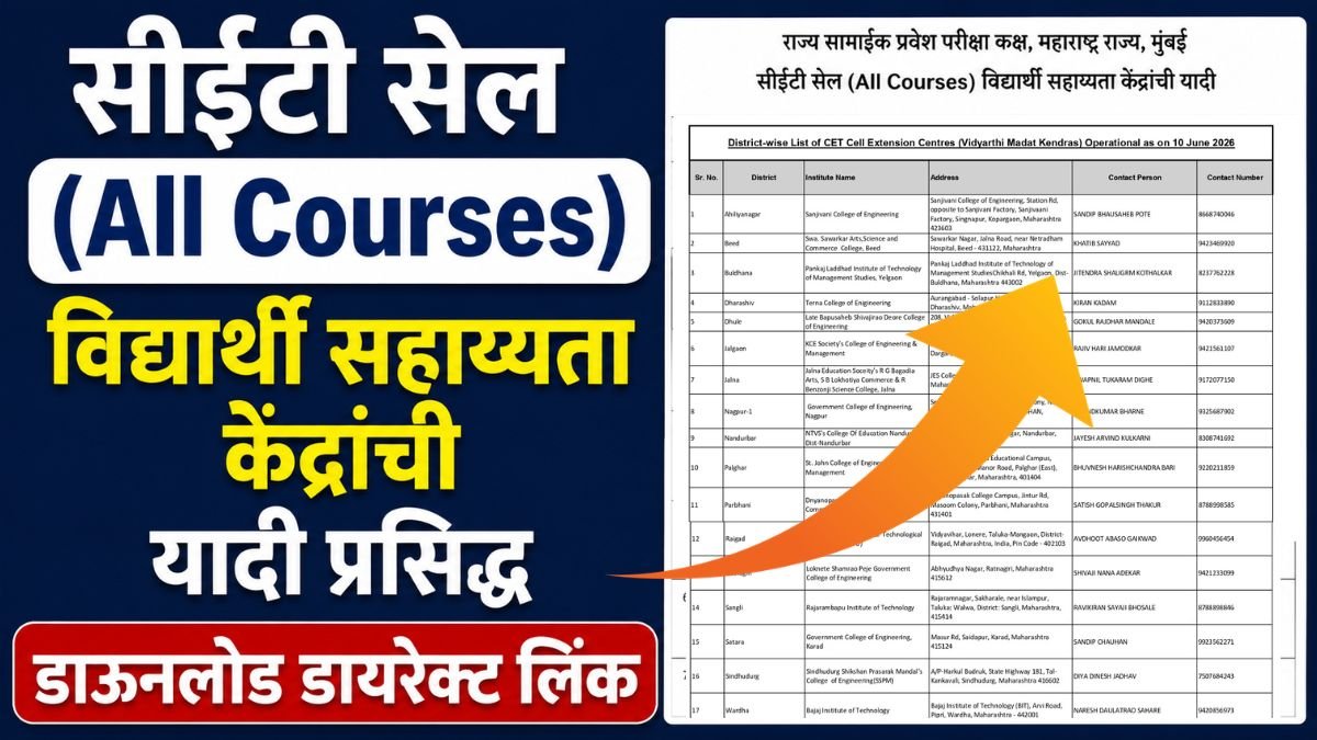 CET Cell Student Assistance centre list